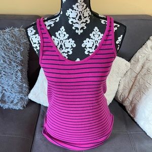 MOTHERHOOD MATERNITY Pink with Blue Stripes Tank L